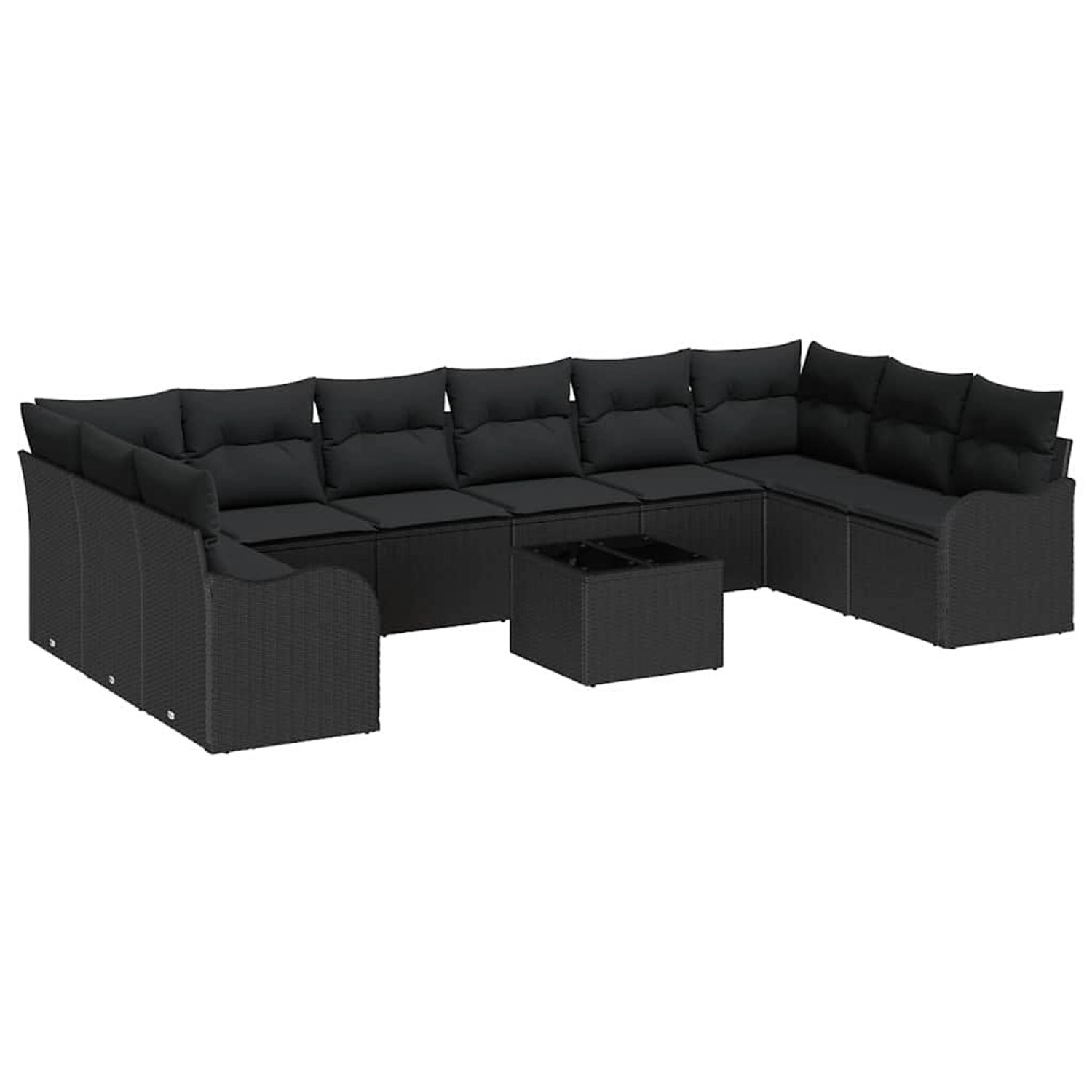 vidaXL Garten-Sofa-Set mit Kissen 11-Tlg Schwarz Poly Rattan 3345893 günstig online kaufen