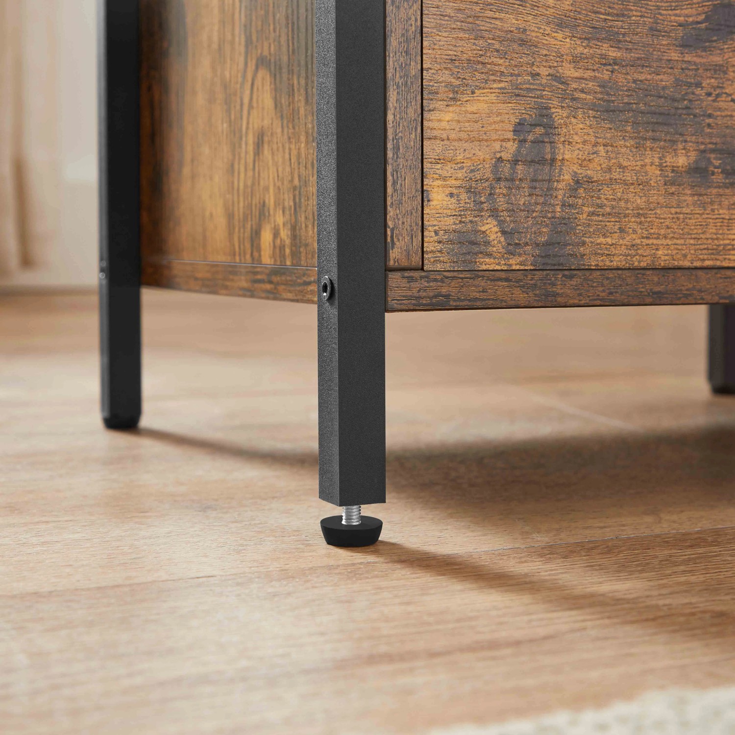 Beistelltische 2er-Set – Rund, Mit Schublade, Modern In Rustikalem Braun/Schwarz, 57,5x50x52,4 Cm