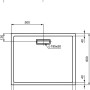 Technische Zeichnung: Ideal Standard Duschwanne Extraflach 100x80 cm, seidenweiß, mit Maßangaben.
