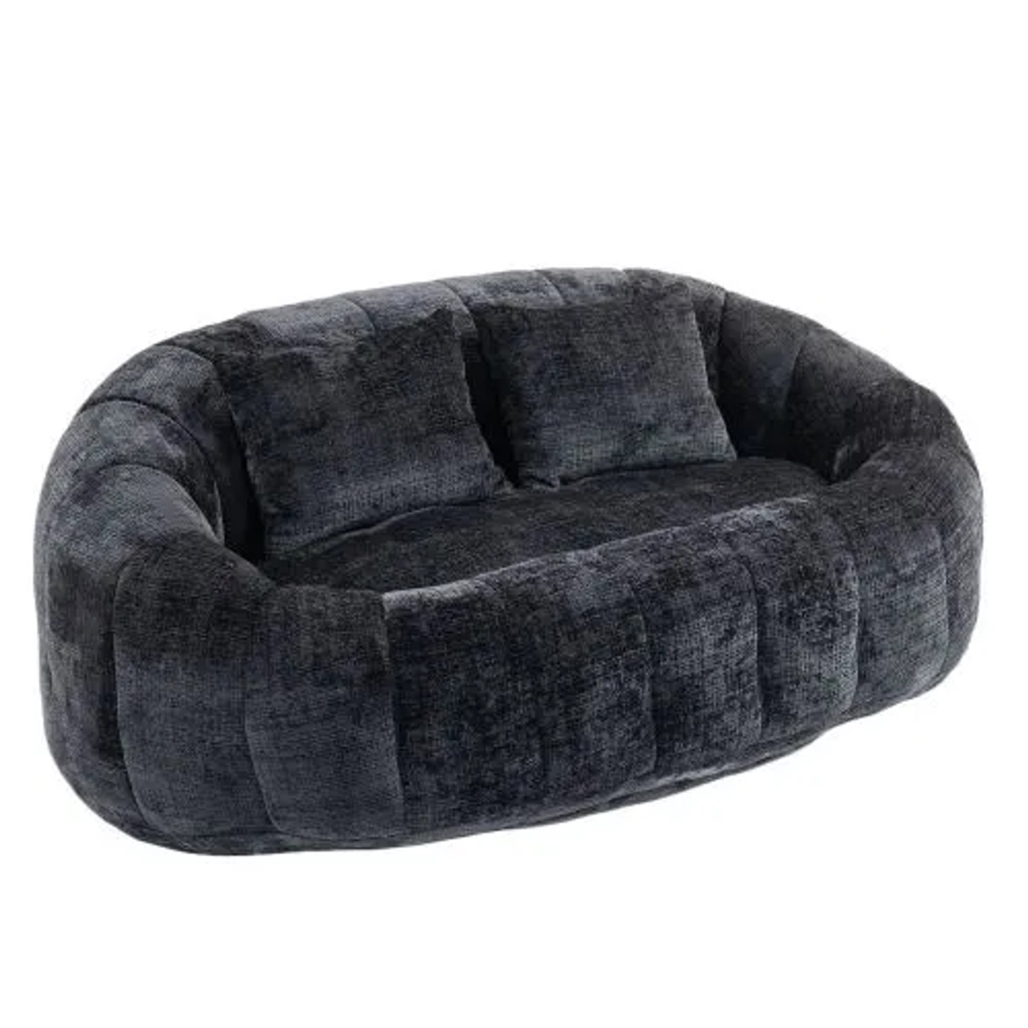 PXloue 2 Sitzer Stoffsofa Sofa mit 2 Kissen für Wohnzimmer Schlafzimmerg Schwarz