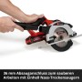 Einhell Akku-Handkreissäge TE-CS 18/165-1 Li Solo mit Staubabsaugung in Nutzung.