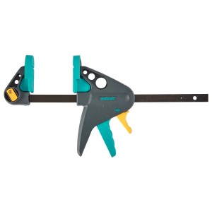 wolfcraft Einhandzwinge EHZ Pro 65-150, Spannwerkzeug mit grauem Griff und türkisen Details.