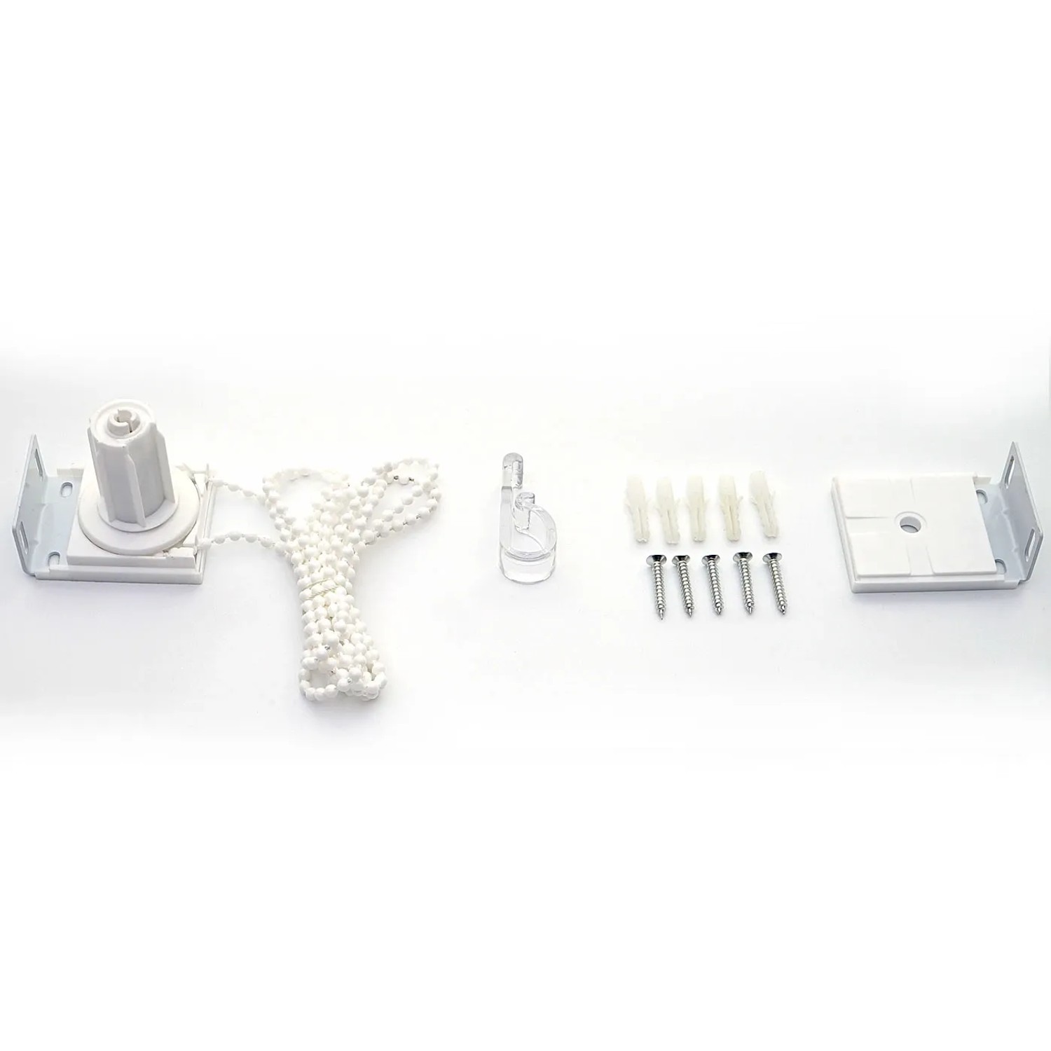 Montageset für MCW Rollo, 70x160cm, beige: Halterung, Kette, Schrauben und Zubehör für Rollos & Raffrollos.