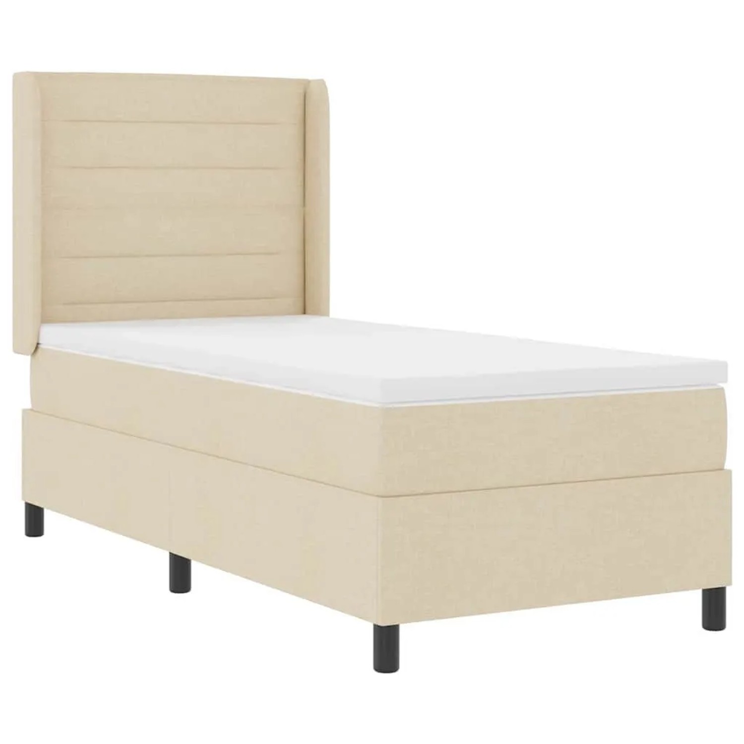 vidaXL LED Boxspringbett mit Matratze Creme 90 x 200 cm Stoff 3343425