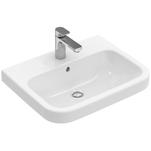 Weißes Villeroy & Boch Architectura Handwaschbecken, 60 cm breit, mit Armatur.