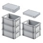 SuperSparSet: Graue Euroboxen (5 Stk.) mit Deckel, 16L, für Lagerung und Transport.