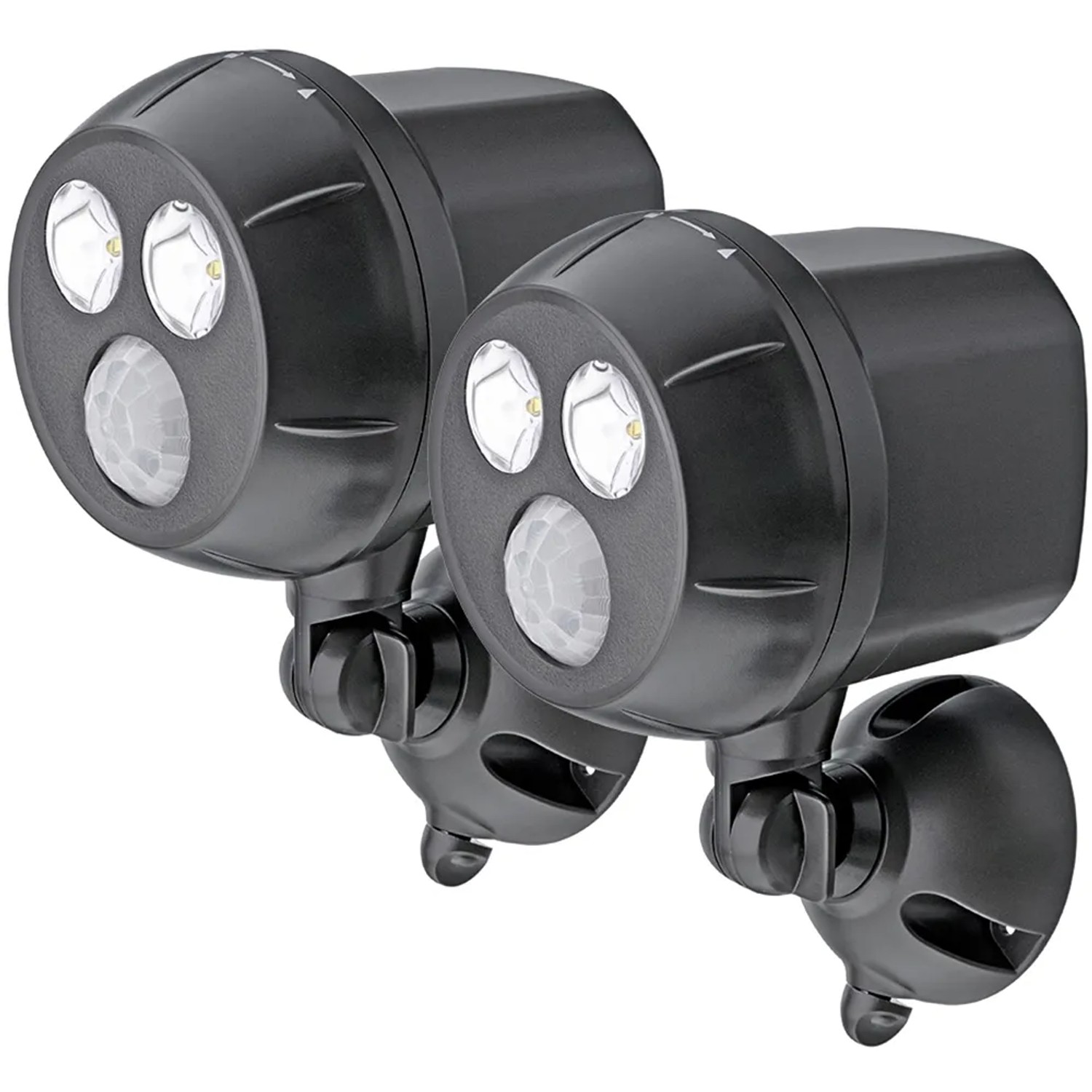 Mr. Beams LED-Außenstrahler mit Bewegungsmelder, braun, 2er-Pack. Kabellose Sicherheitsbeleuchtung.