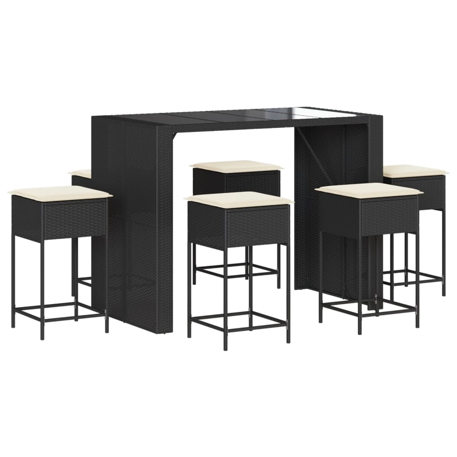 Thumbnail - vidaXL 7-tlg Gartenbar-Set mit Kissen Schwarz Poly Rattan Modell 9