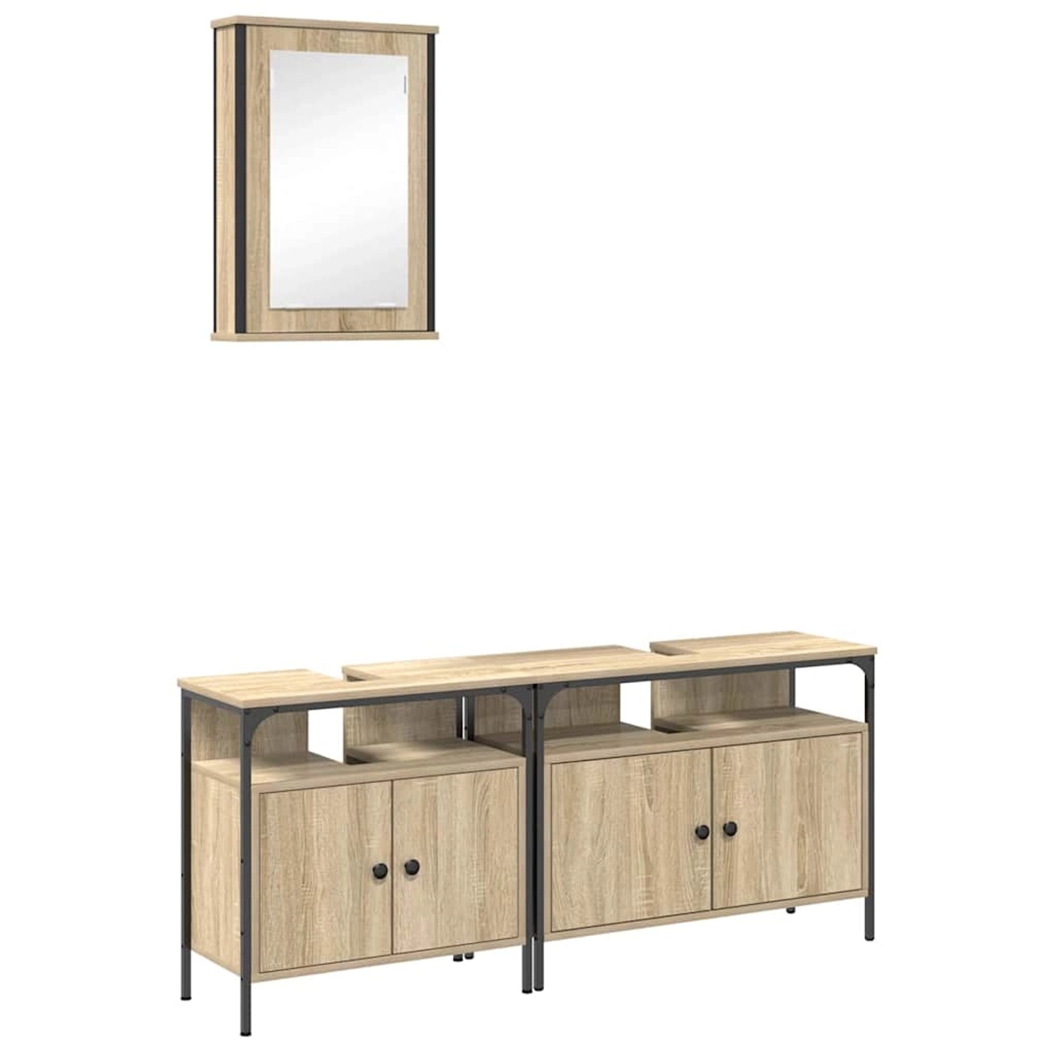 vidaXL Badezimmermöbel-Set mit Regal mit Tür 3-Tlg Braun Holzwerkstoff 3345 günstig online kaufen
