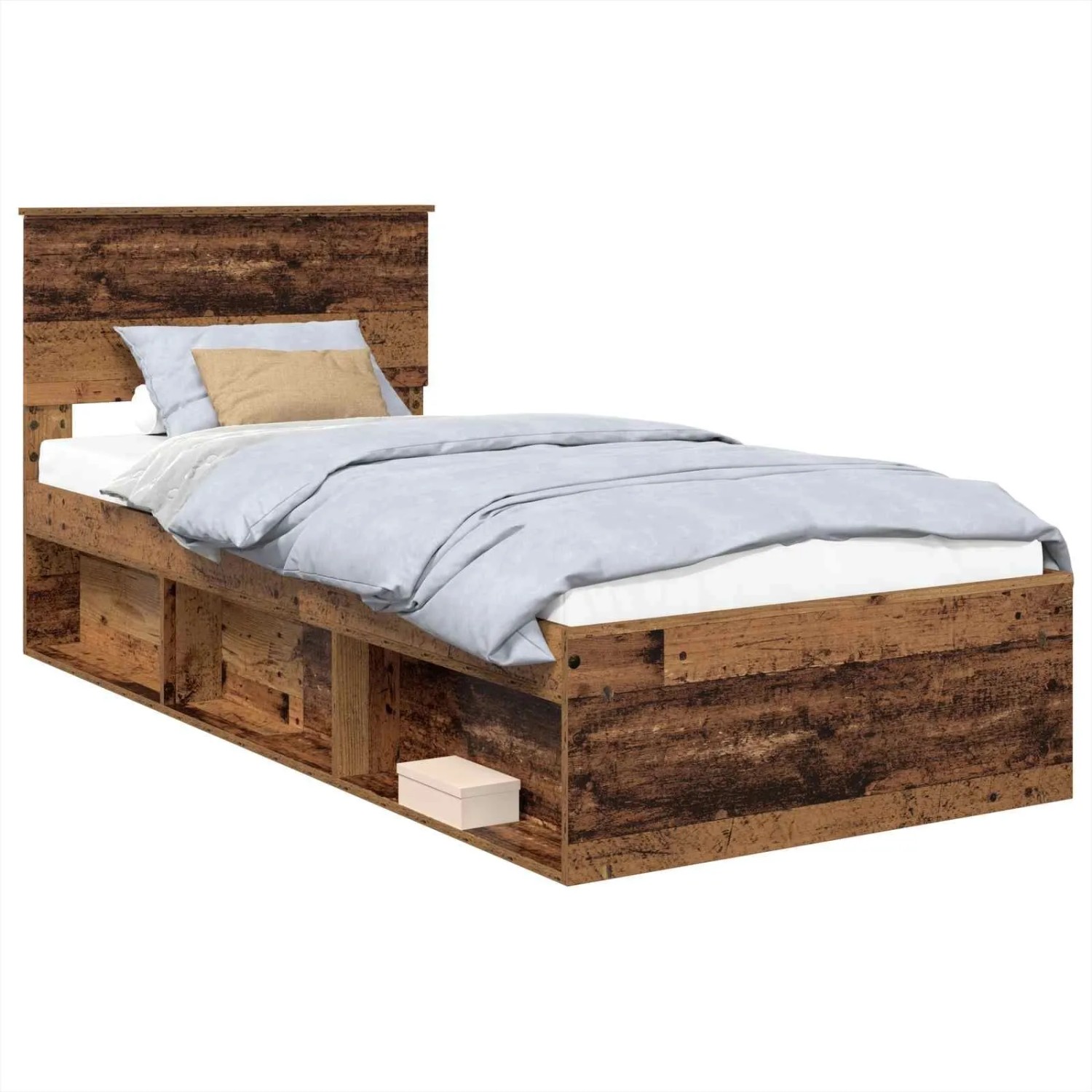 vidaXL Bettrahmen mit Kopfteil Altholz 100 x 200 cm Holzwerkstoff 3407920