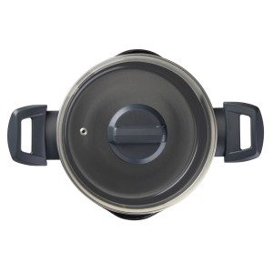 Fackelmann Topf Statement 20 cm mit Glasdeckel, Keramik beschichtet, von oben.