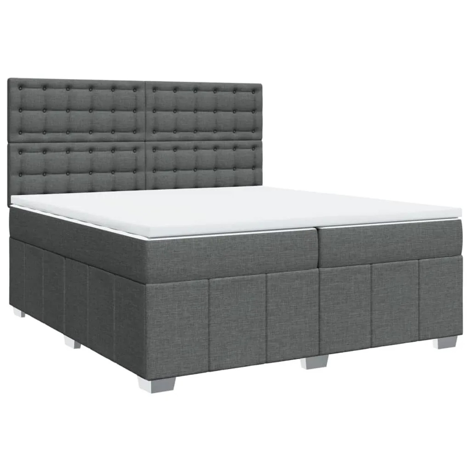 vidaXL Boxspringbett mit Matratze Dunkelgrau 200x200 cm Stoff 3291790