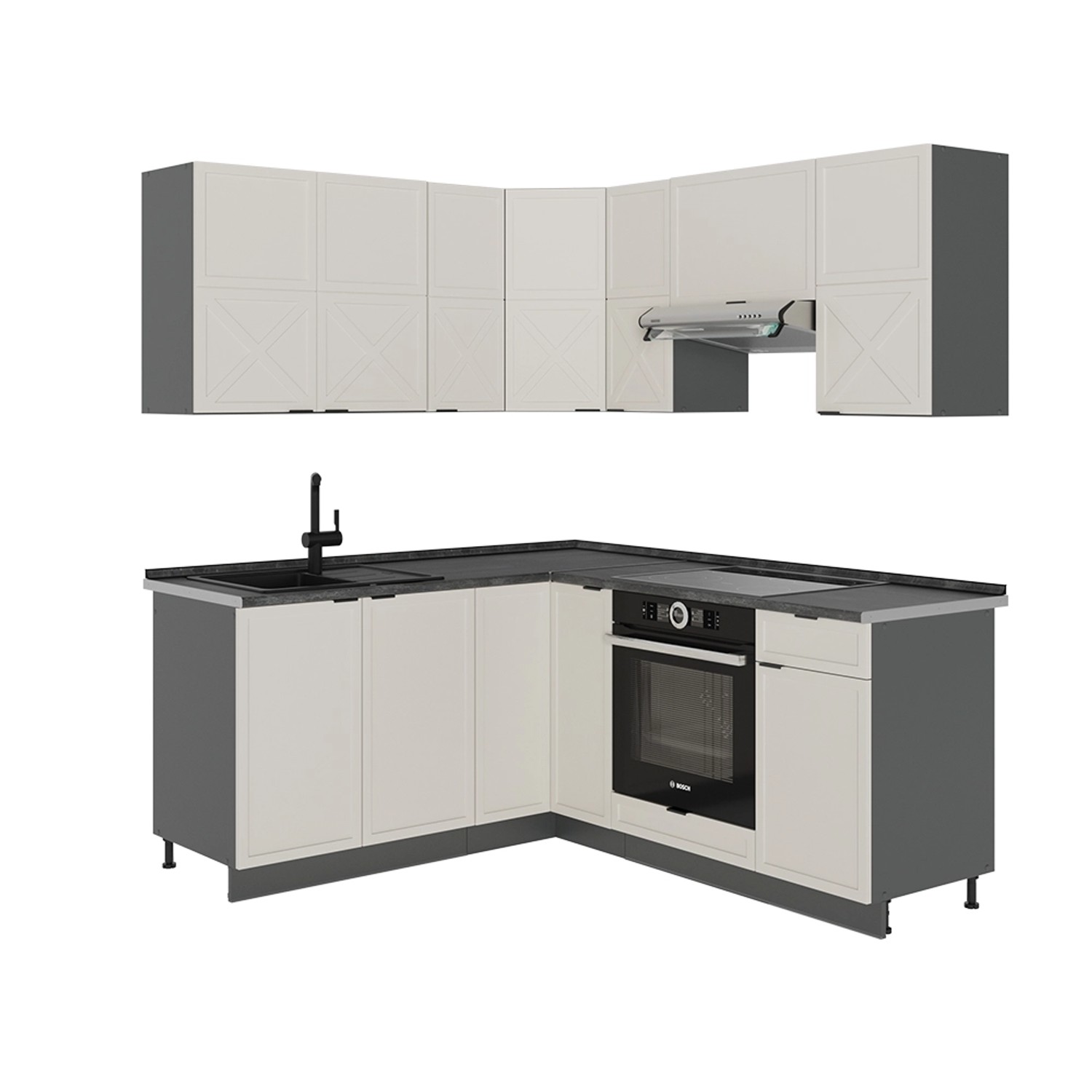 Vicco Fame-Line Eckküche GrauBeige/Anthrazit 160 x 190 cm AP Anthrazit günstig online kaufen