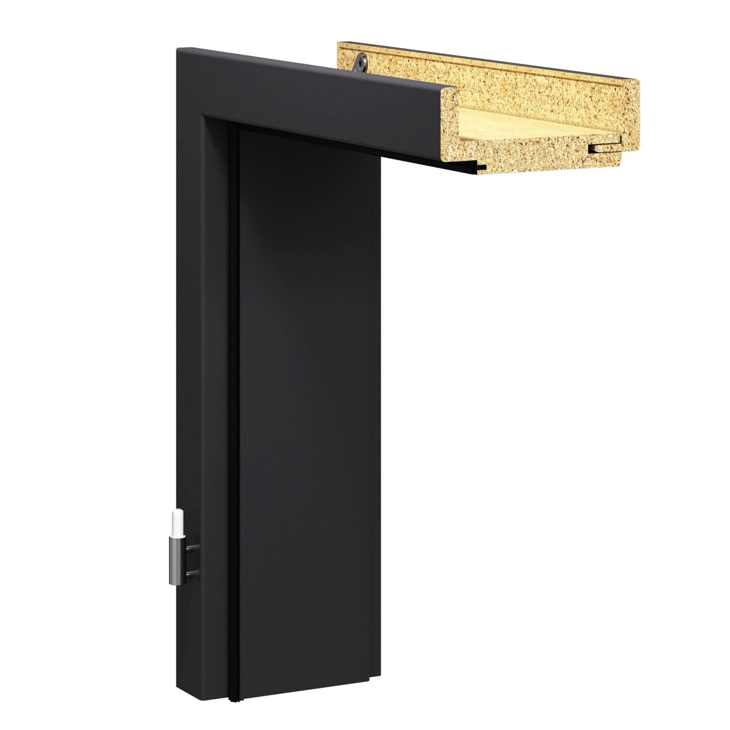 GetaDoor Zarge Brilant Soft Schwarz 198,5 cm x 73,5 cm x 8 cm DIN L