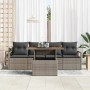 Graues 5-tlg. vidaXL Garten-Sofa-Set aus Poly Rattan mit Tisch und Stauraum.