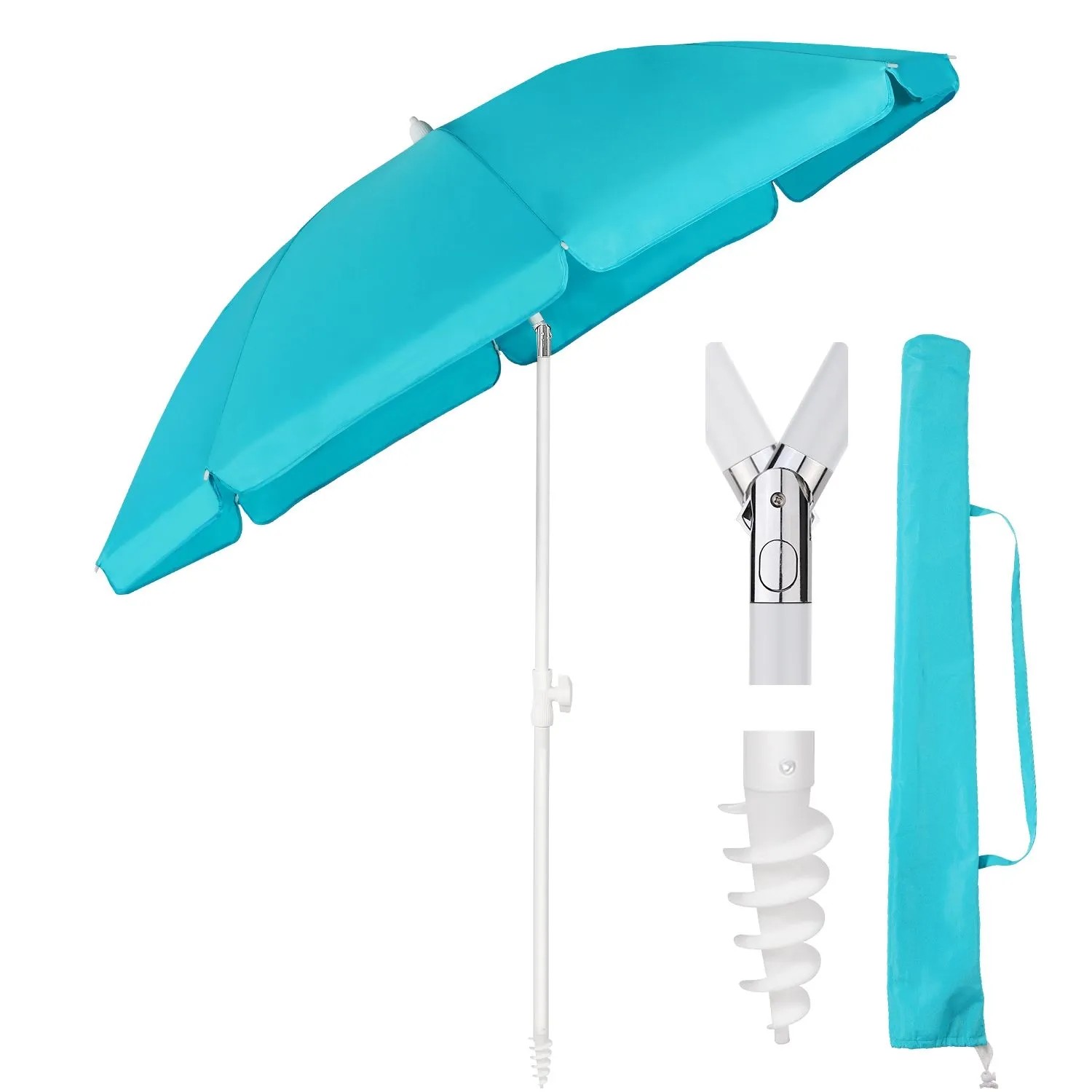 Sekey Sonnenschirm 160 cm Sonnenschirm UV50+ Balkonschirm mit Tragetasche und Bodenhülse