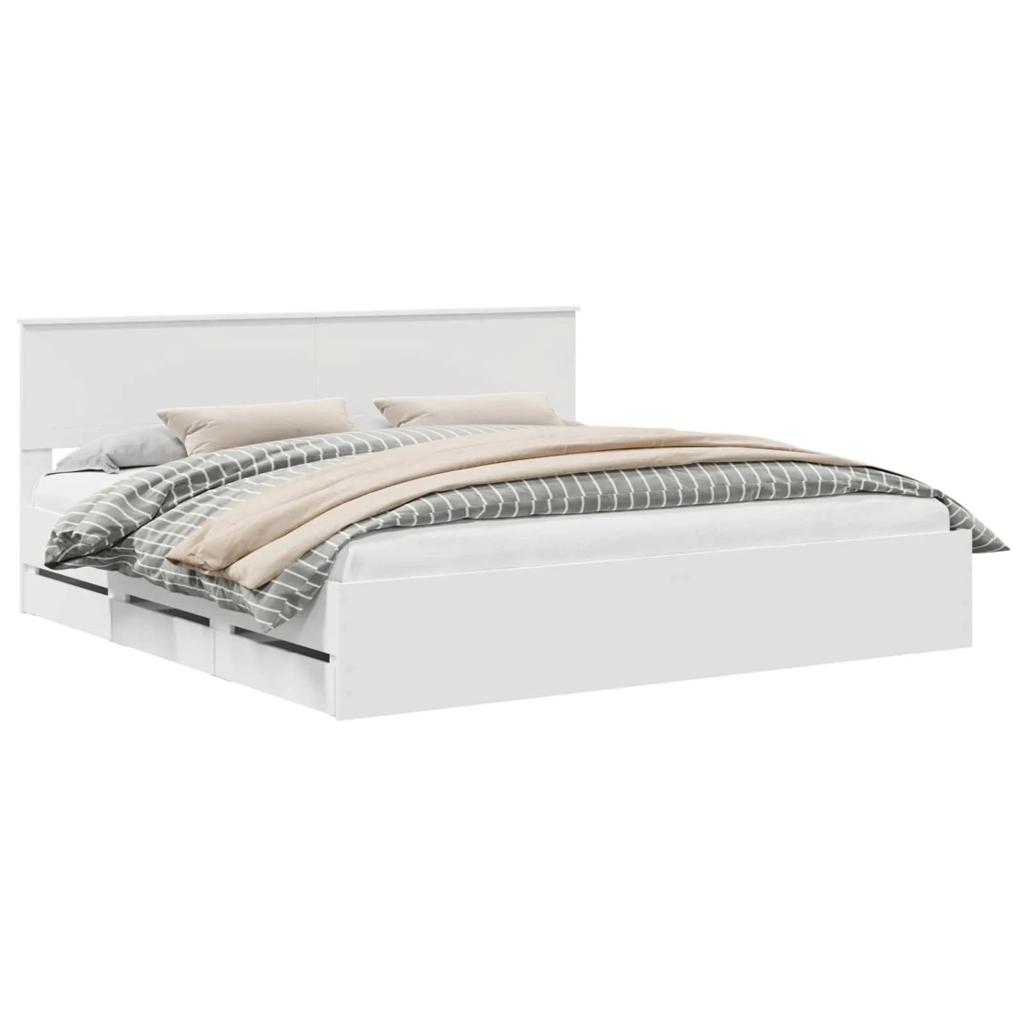 vidaXL Bettrahmen mit Schubladen Weiß 200 x 200 cm Ingenieurs Holz 3410672 günstig online kaufen