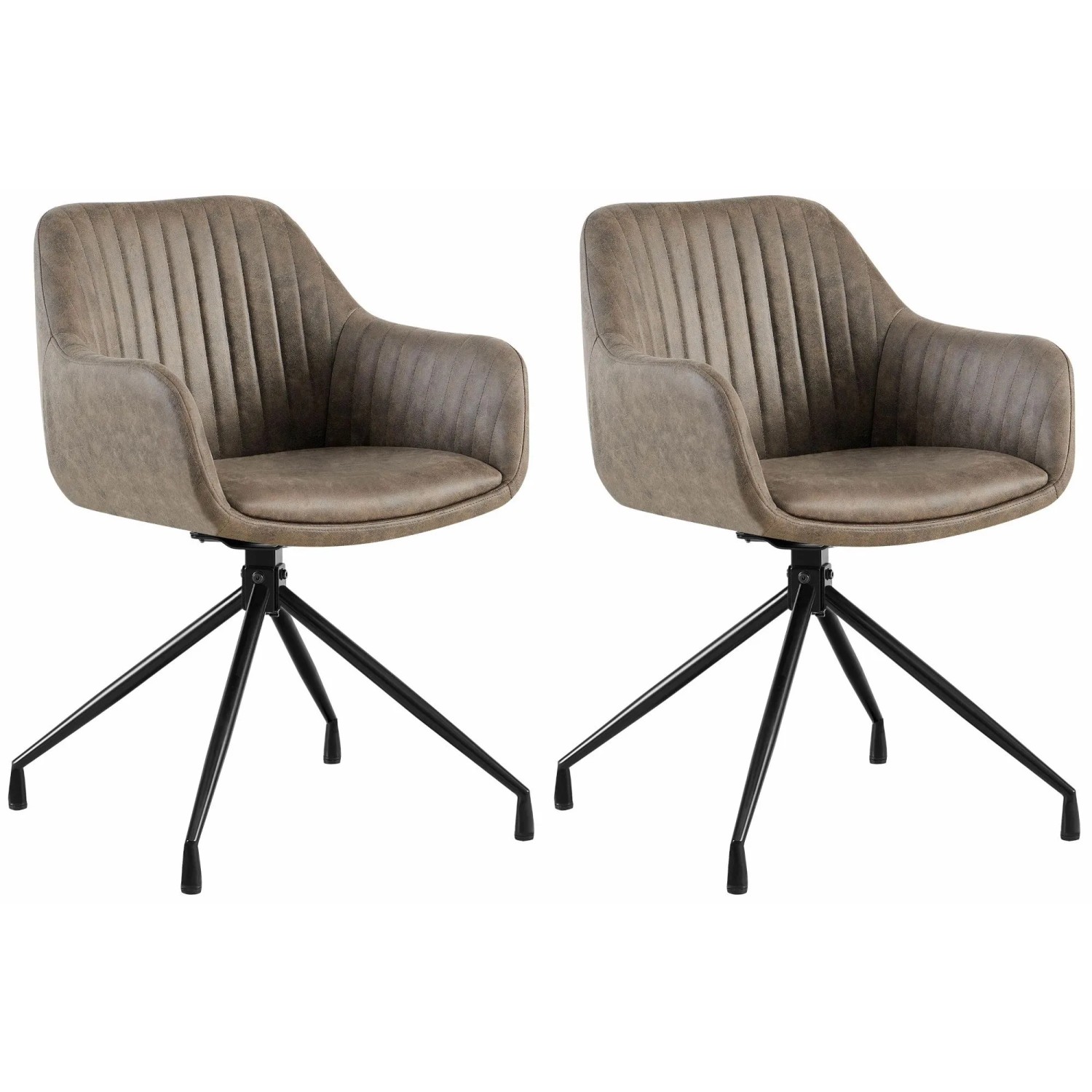 DELUKE 2er Set Esszimmerstuhl MILON Kunstleder Grau 58x58x81cm Essstühle Esszimmerstühle Küchenstühle Wohnzimmerstühle