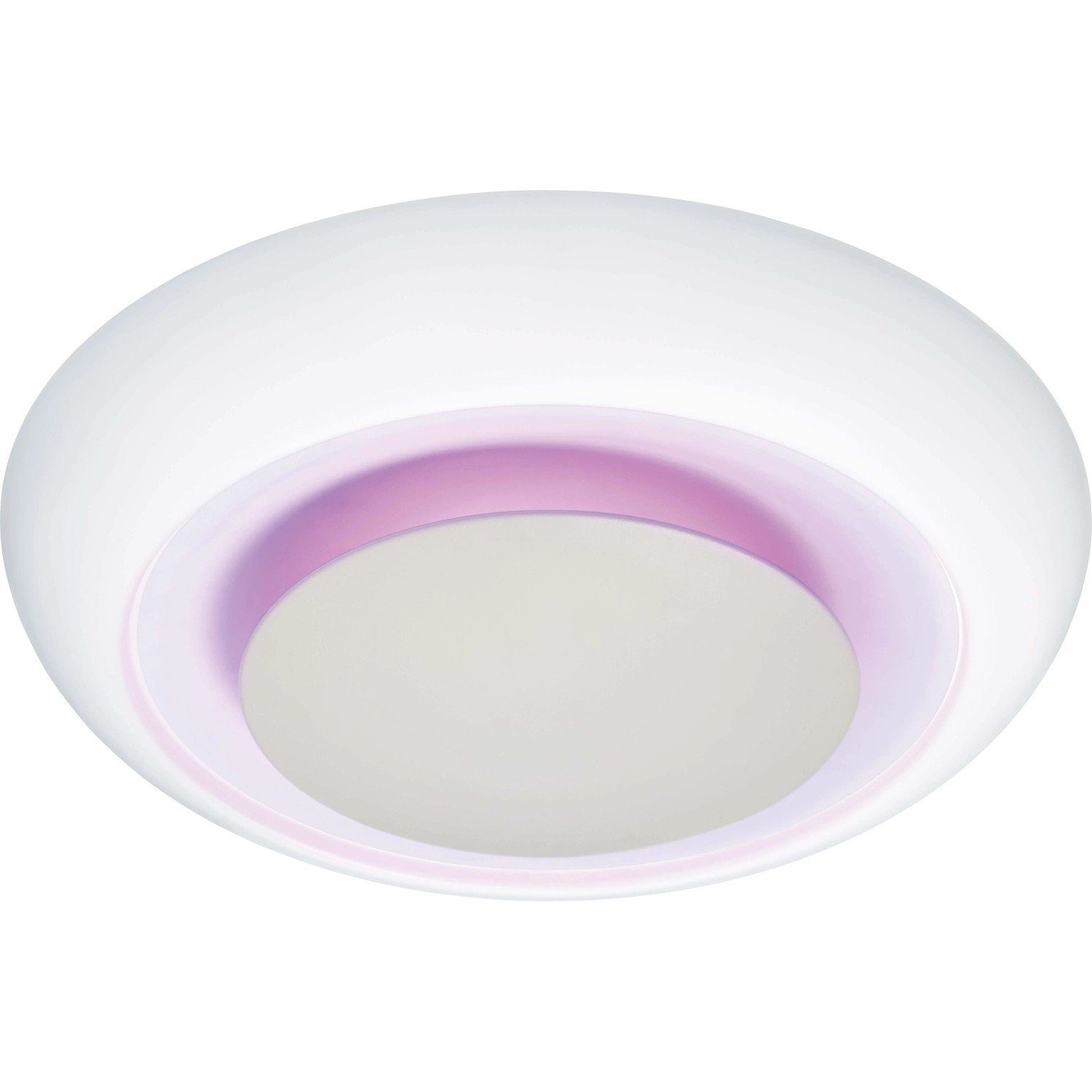 Weiße LED-Deckenleuchte Ferrilo, 50 cm Durchmesser, mit farbwechselnden LEDs.
