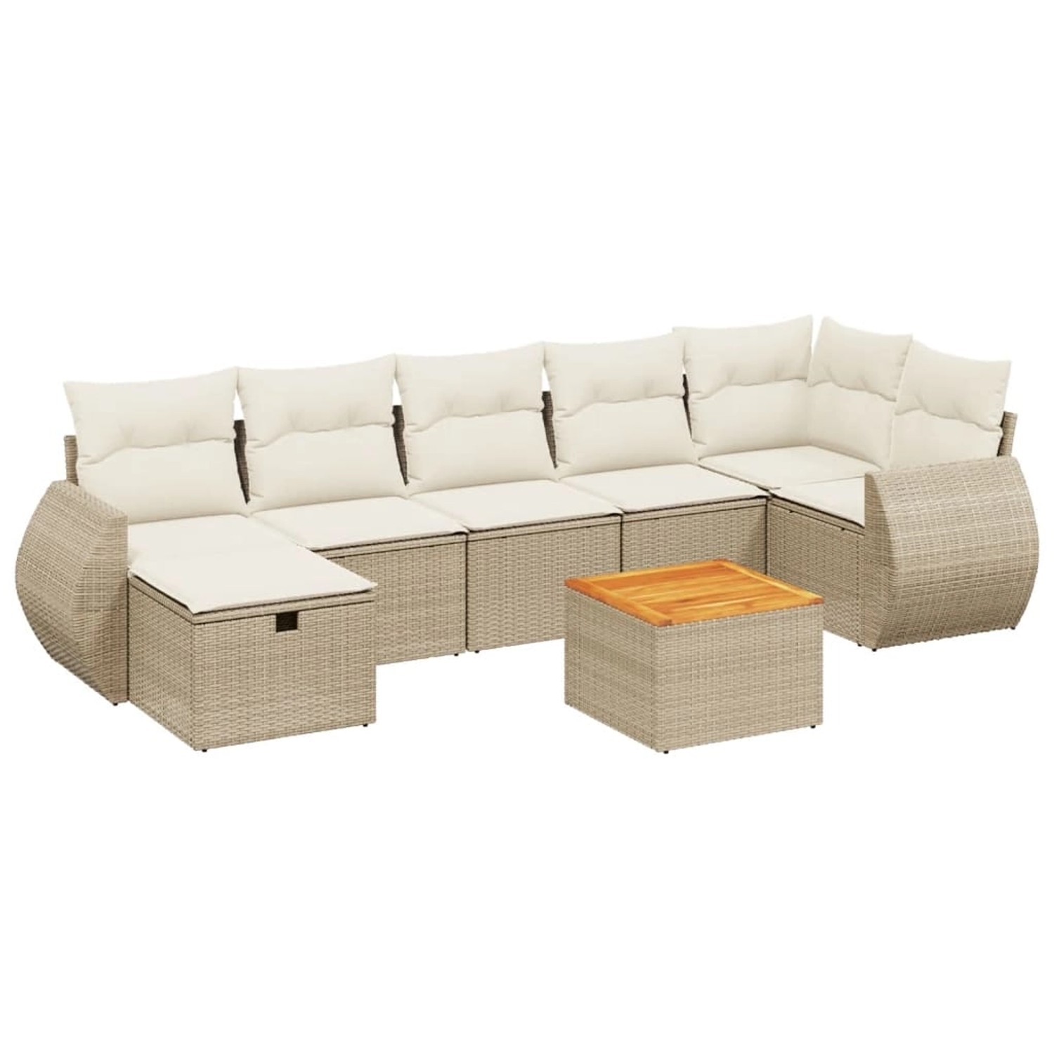 vidaXL 8-Tlg Garten-Sofagarnitur mit Kissen Beige Poly Rattan 3265069 günstig online kaufen