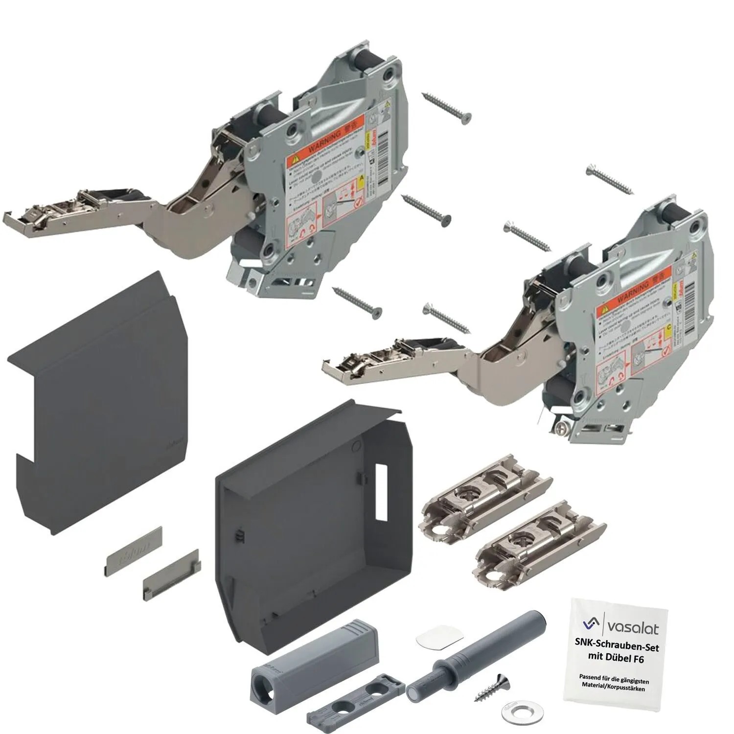 vasalat Set Blum Aventos Tip-On Kraftspeicher 960-2.215 Tiefgrau mit Montageplatte