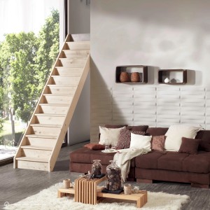 Treppen Intercon Holztreppe Casablanca Raumspartreppe Fichte Massiv Naturbelassen Gerade Mit 80 cm Treppenbreite Ohne Geländer Mit Setzstufen
