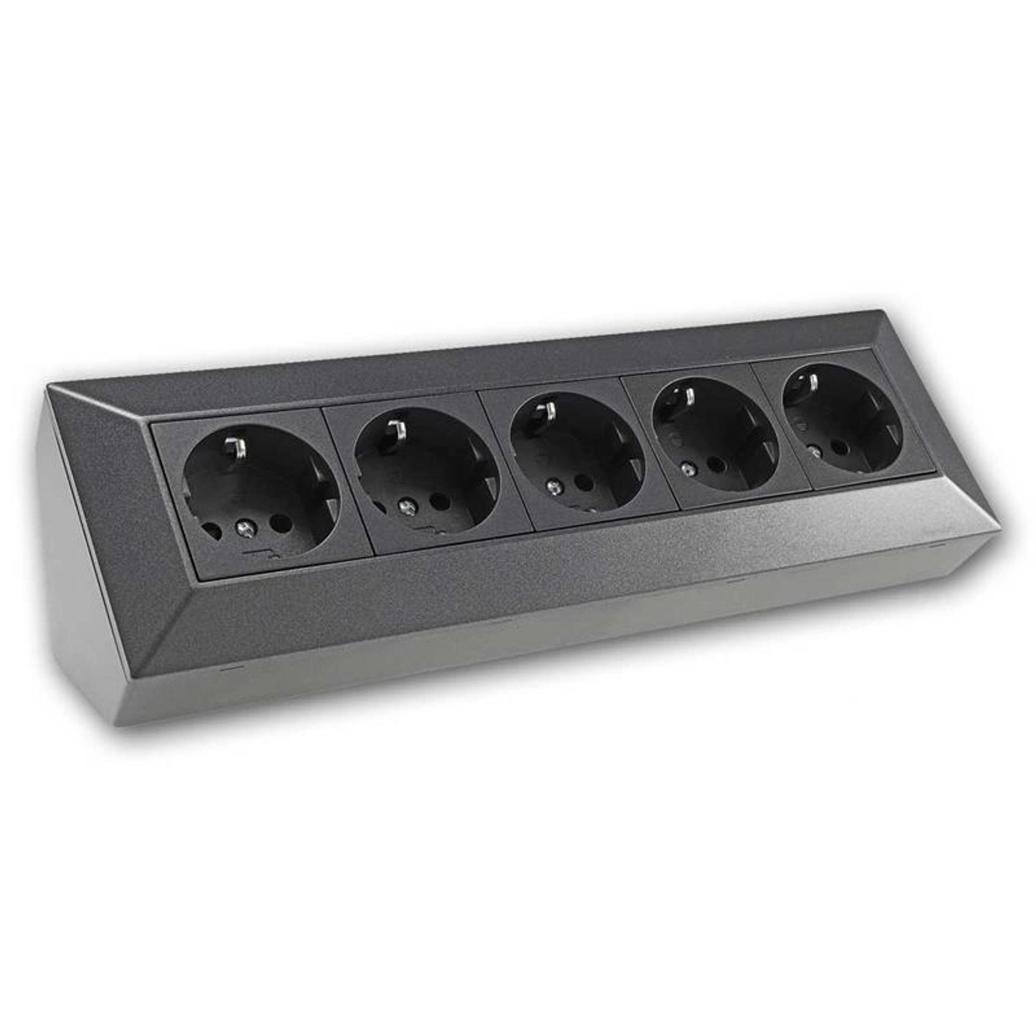 ChiliTec 5-Fach Aufbau Steckdosenblock Anthrazit 250V 16A