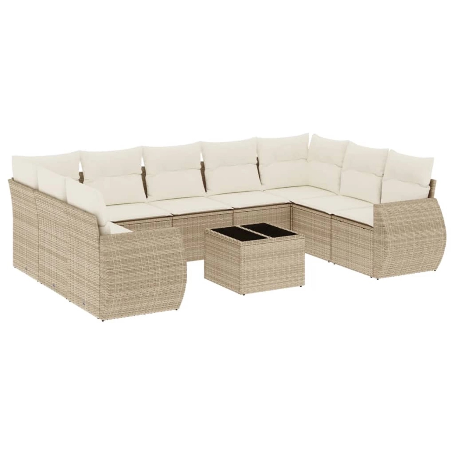 vidaXL 10-Tlg Garten-Sofagarnitur mit Kissen Beige Poly Rattan 3254145 günstig online kaufen