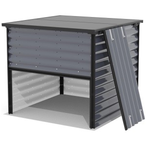 Vitavia Komposter Tami in Granit-Schwarz, aus Zincalume® und Aluminium, mit Entnahmeklappe.