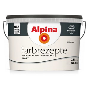 Eimer Alpina Farbrezepte Wolkenreise, matte, helle Innenfarbe für Wände, 2,5 Liter.