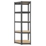 Graues Juskys Eckregal Corner Basic mit 5 Böden aus Metall und MDF, 180x70x40 cm.
