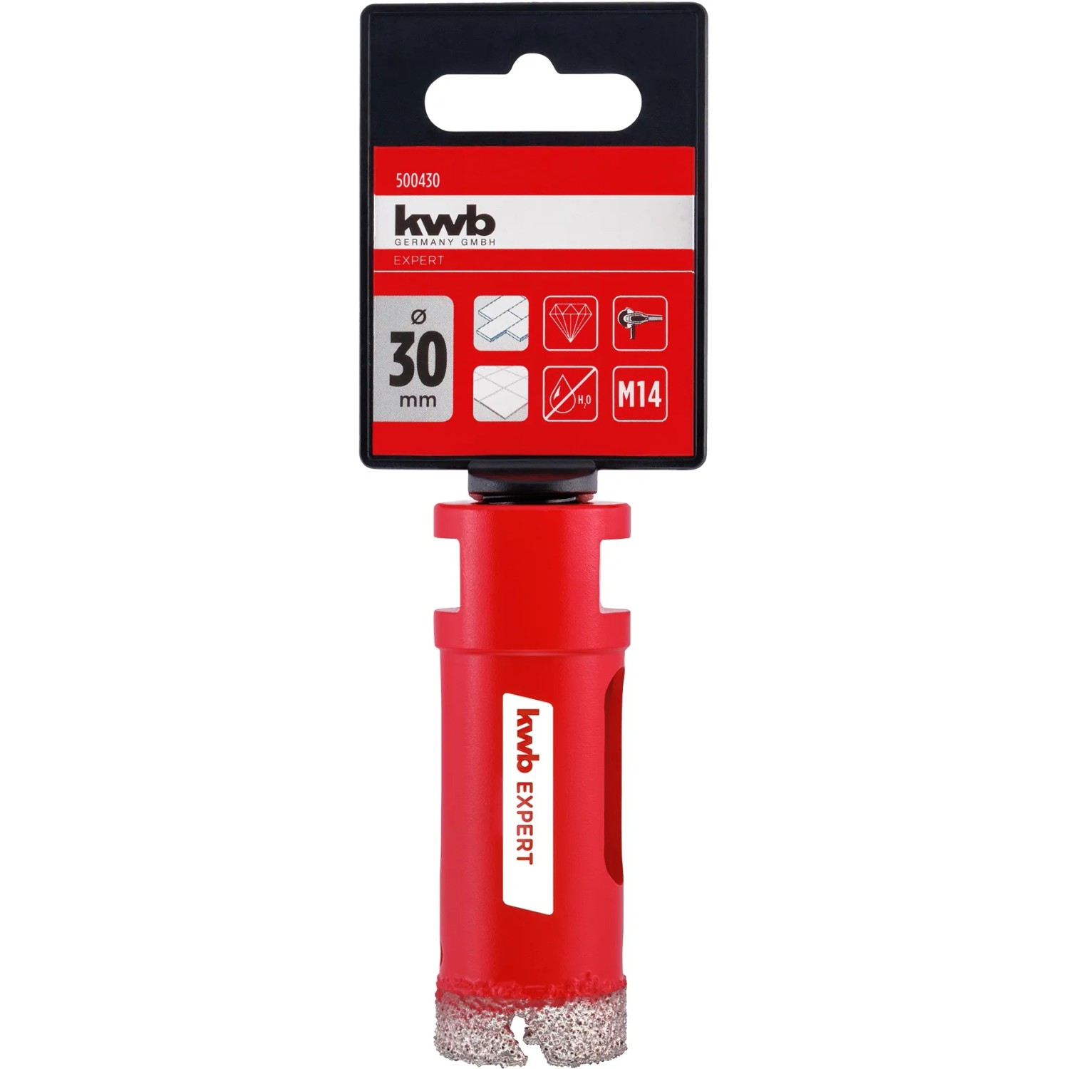 kwb Fliesenbohrer, Ø 30mm, M14 Aufnahme für Winkelschleifer, zum Trockenschnitt von Fliesen.