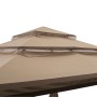 Detailansicht des braunen Sunjoy Gazebo Ropi Pavillons (395x395 cm) mit dreistufigem Dach.