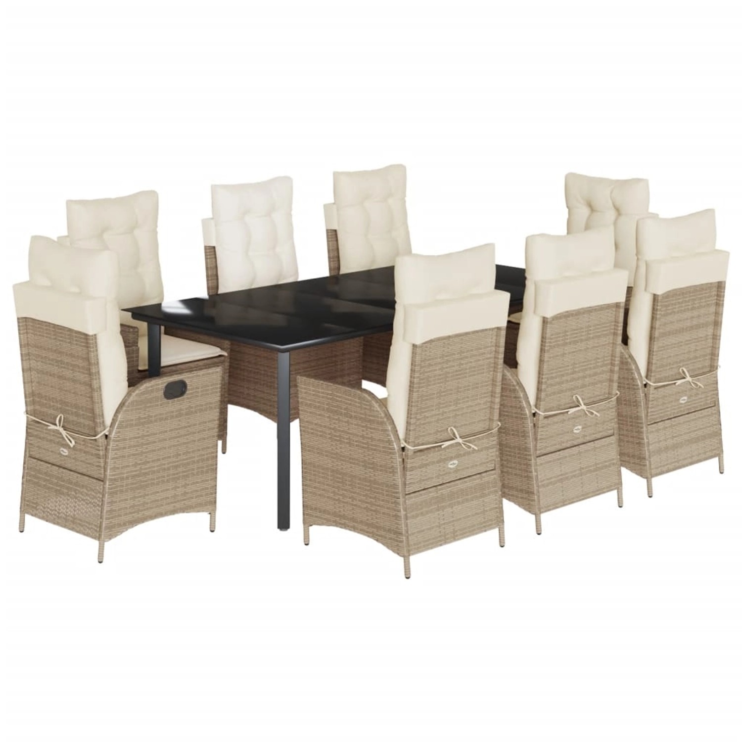 vidaXL 9-Tlg Garten-Essgruppe mit Kissen Beige Poly Rattan 3213253 günstig online kaufen