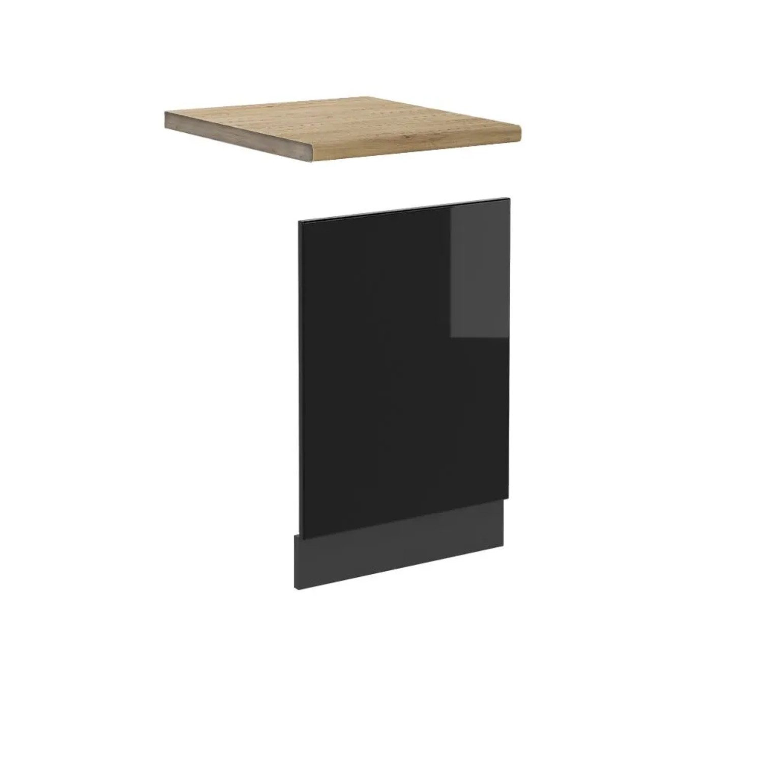 Vicco Frontblende R-Line Geschirrspüler Fronttür Schwarz Hochglanz Anthrazit 45 cm AP Eiche
