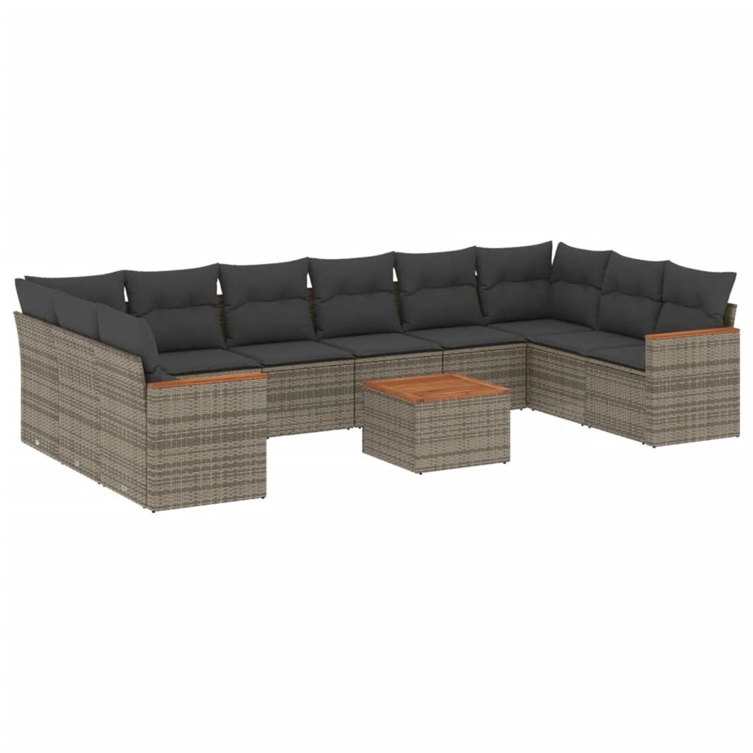 vidaXL 11-Tlg Garten-Sofagarnitur mit Kissen Grau Poly Rattan 3258735