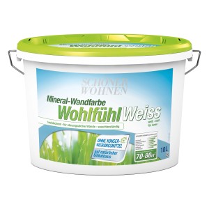 Eimer Schöner Wohnen WohlfühlWeiss, matte Silikatfarbe für Innen, 11 Liter.