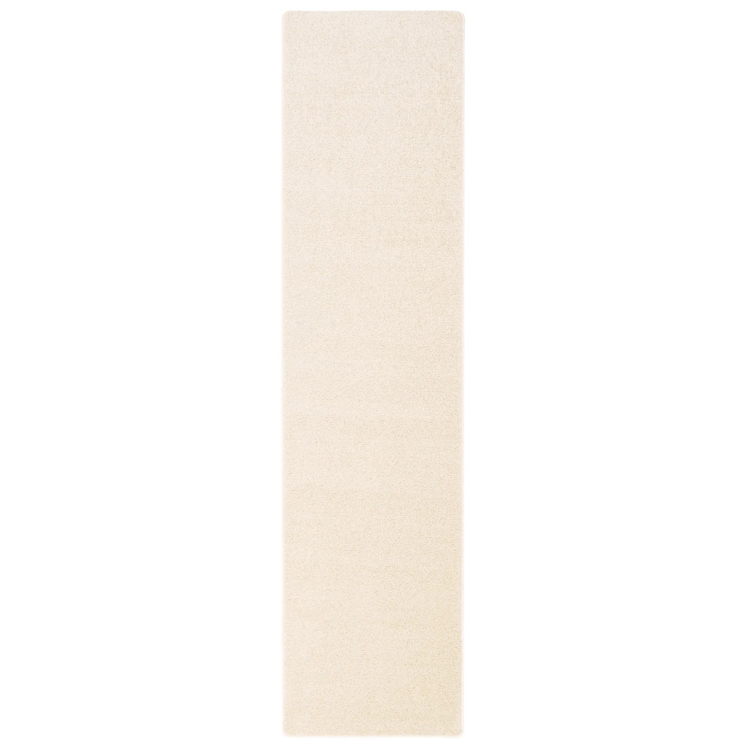 Cremefarbener Hochflor-Teppichläufer Mona, 80x320 cm. Weicher Velours für Wohnbereiche, geeignet für Fußbodenheizung.