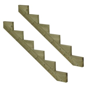 2er Set Vinuovo Treppenwange mit 6 Stufen aus KDI Holz für Außentreppen.