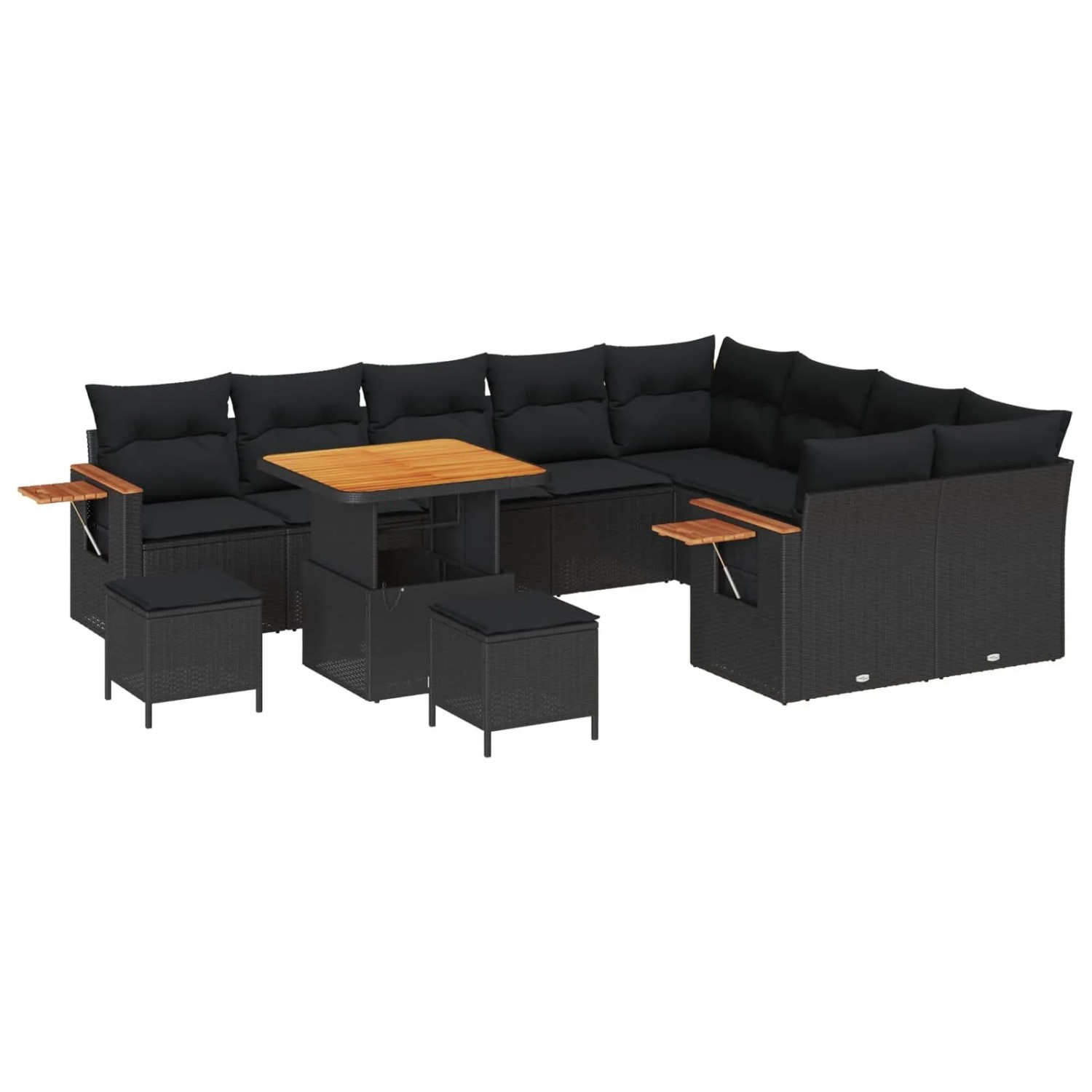 vidaXL Gartensofa-Set mit Kissen 13 Stk Schwarz Poly-Rattan 3365159 günstig online kaufen