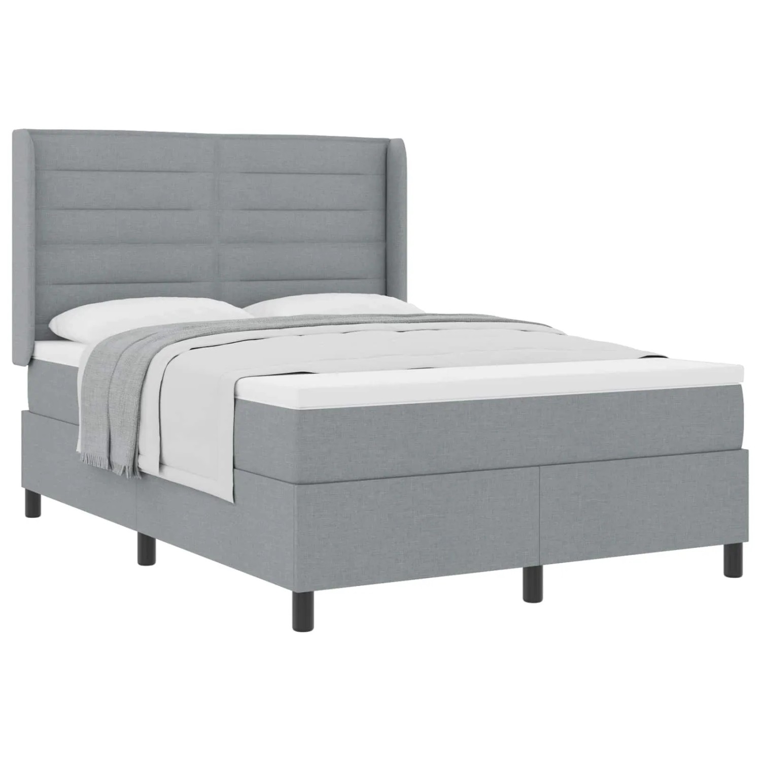 vidaXL Boxspringbett mit Matratze Hellgrau 160 x 200 cm Stoff 3341588