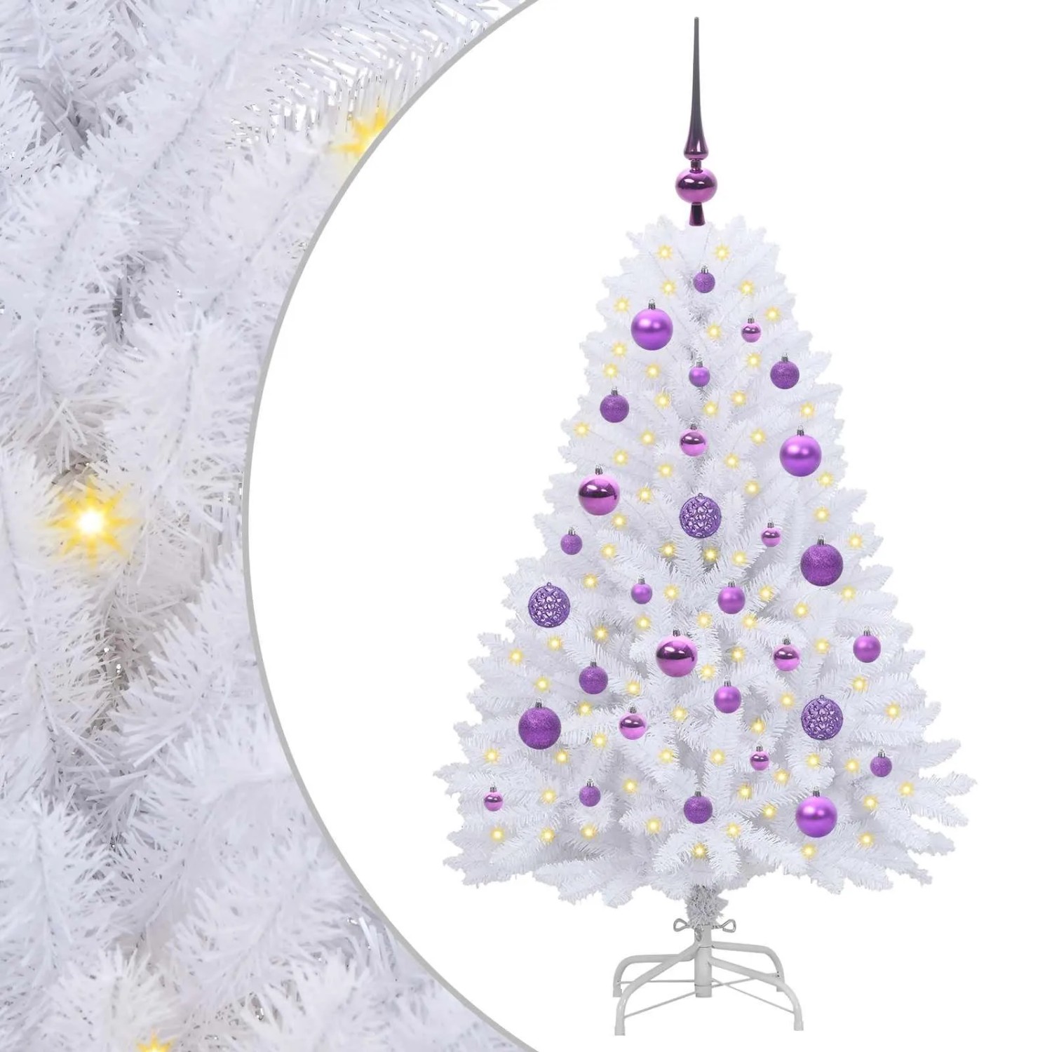 vidaXL Künstlicher Klappbarer Weihnachtsbaum Weiß 120 cm PVC und Stahl 3426582