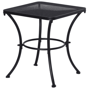 Schwarzer Outsunny Metall-Beistelltisch für den Garten. Quadratische Mesh-Tischplatte, stabile Beine. Ideal als Gartentisch.
