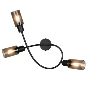 Schwarzer Reality Strahler Mars mit 3 Spots und rauchfarbenem Glas.