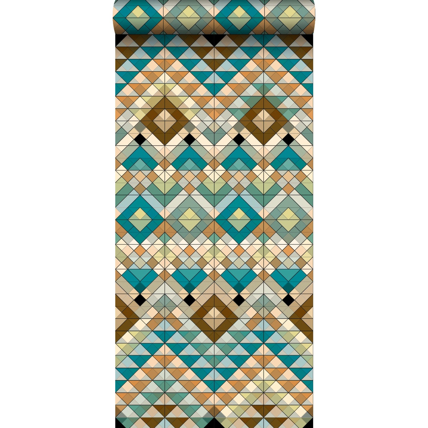 ESTAhome XXL-Vliestapete Aztek-Motiv Türkis Beige und Meeresgrün 50 x 900 c günstig online kaufen