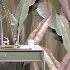 Art for the Home Fototapete Vayèn (280x200 cm) mit Blättermotiv im Arbeitszimmer.
