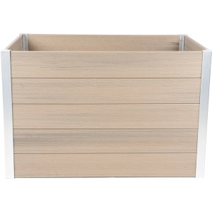 Silbergraues Dobar WPC Hochbeet, 115x70x75 cm, mit Aluminiumkanten. Ideal für Garten und Balkon.