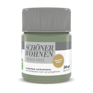 Schöner Wohnen Trendfarbe Olive, 50ml, matte Wandfarbe für moderne Farbakzente.