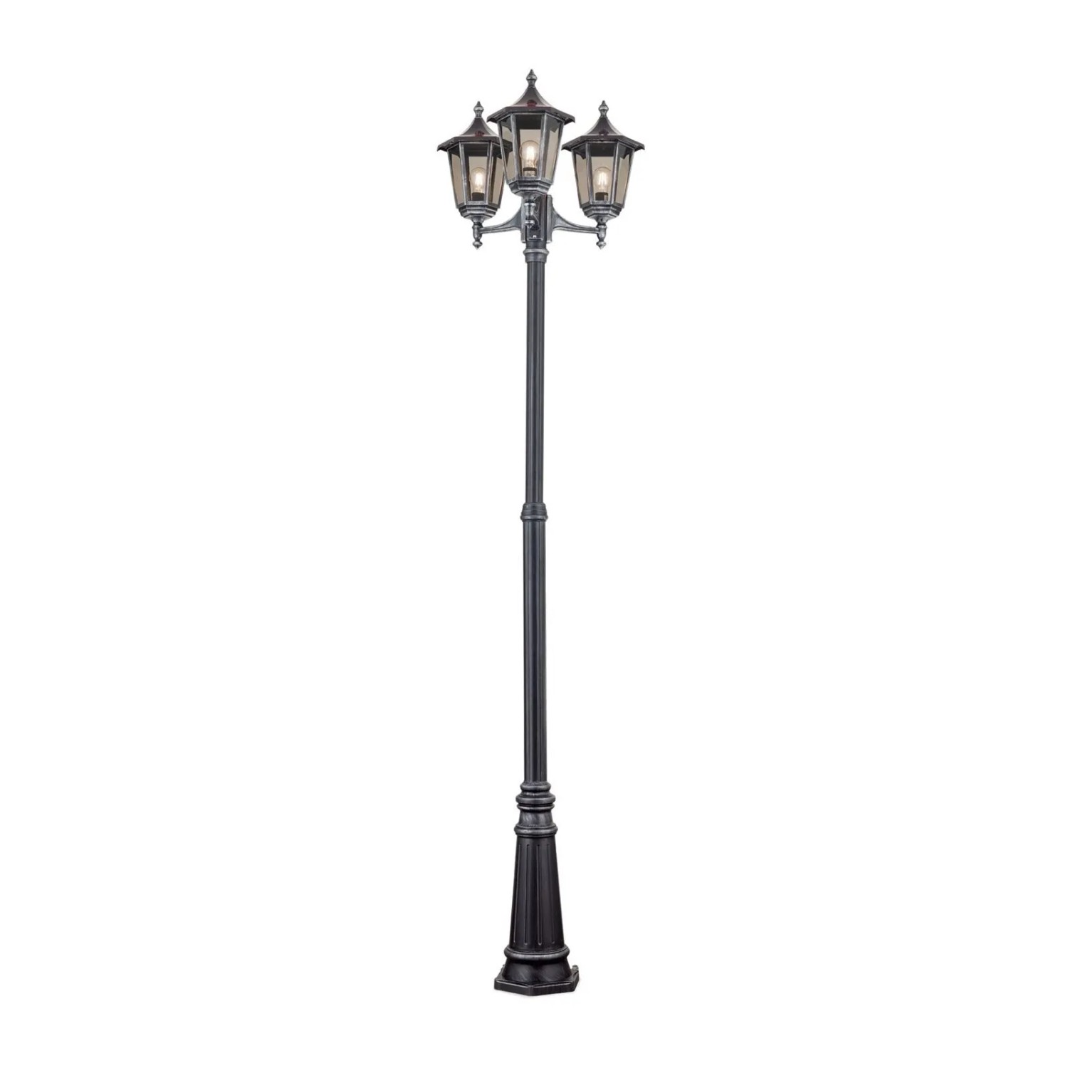 Orion Leuchten Außen Mastleuchte 255cm 100W 3x E27 Schwarz-Silber