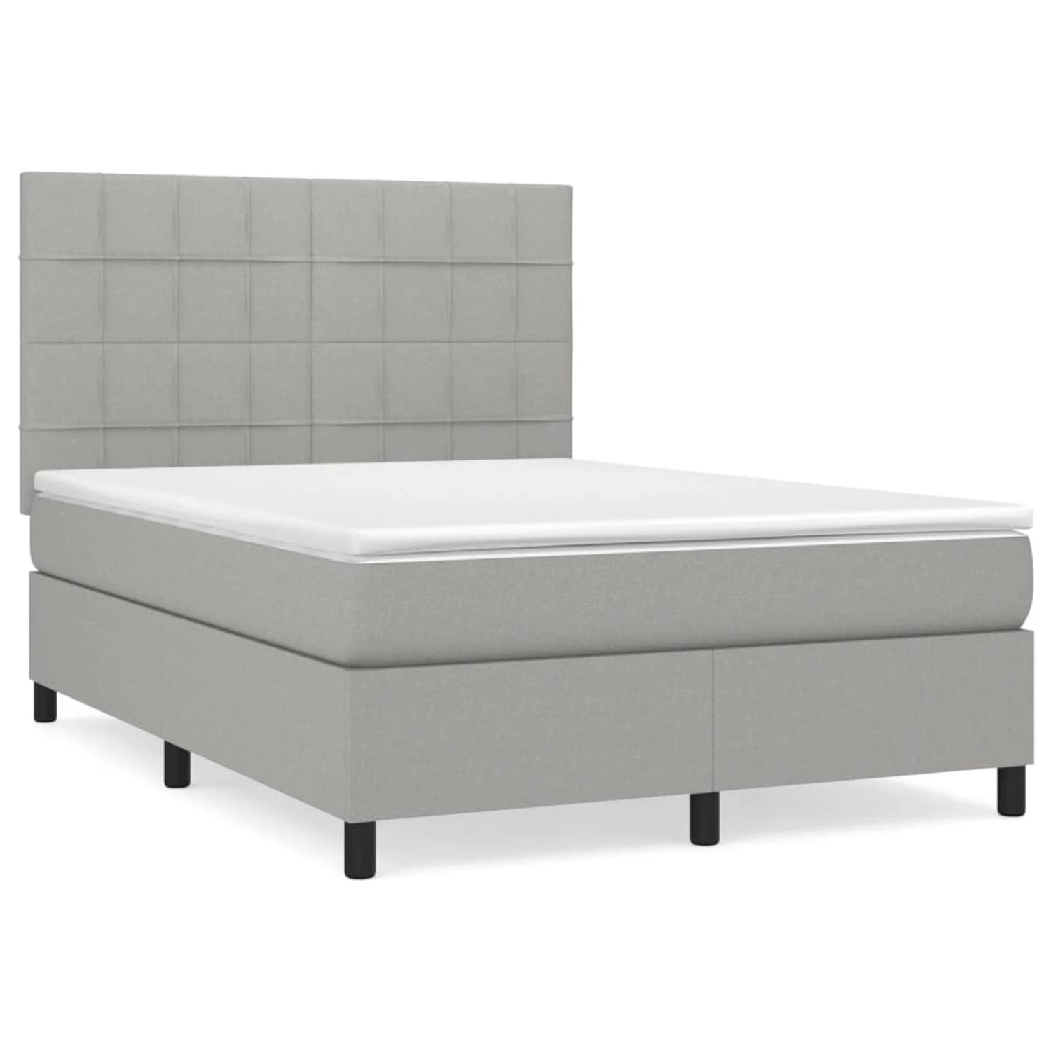 vidaXL Boxspringbett mit Matratze Hellgrau 140x200 cm Stoff 3141777 günstig online kaufen
